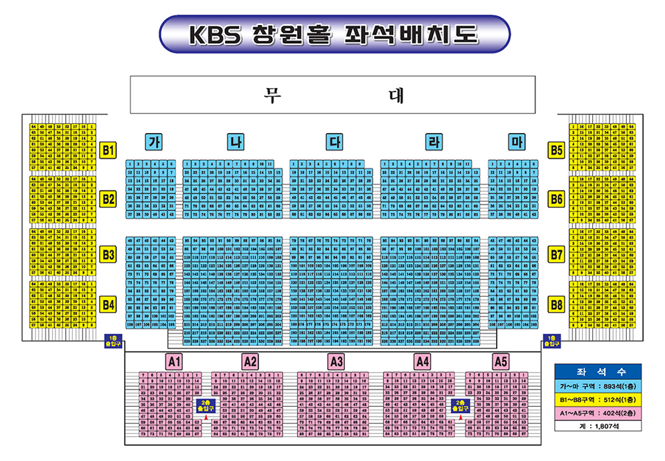KBS창원홀 좌석배치도